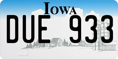 IA license plate DUE933