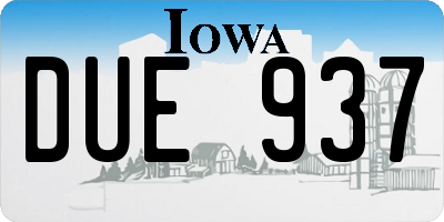 IA license plate DUE937