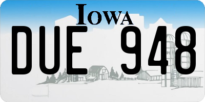 IA license plate DUE948