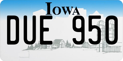 IA license plate DUE950