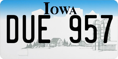 IA license plate DUE957