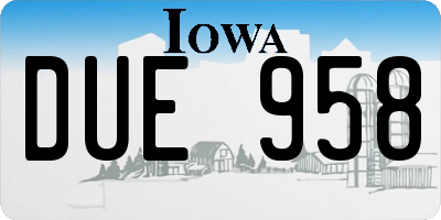 IA license plate DUE958