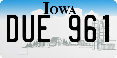 IA license plate DUE961