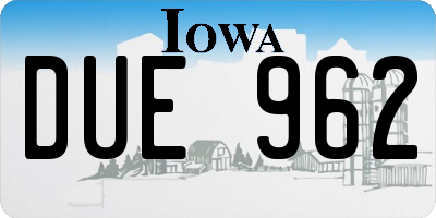 IA license plate DUE962