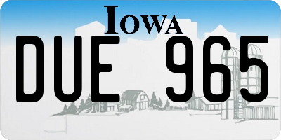IA license plate DUE965