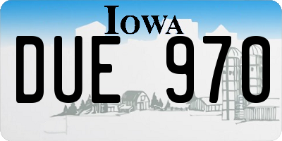 IA license plate DUE970