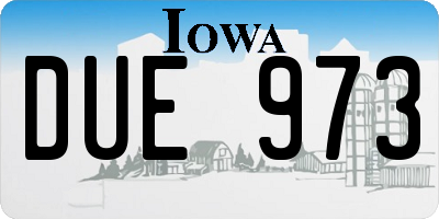 IA license plate DUE973