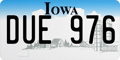 IA license plate DUE976