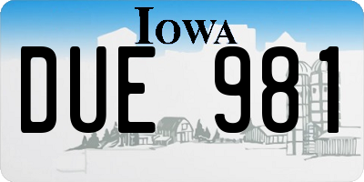 IA license plate DUE981