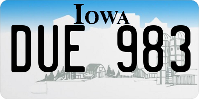 IA license plate DUE983