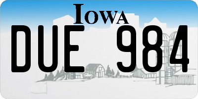 IA license plate DUE984