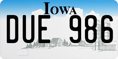 IA license plate DUE986