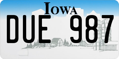 IA license plate DUE987