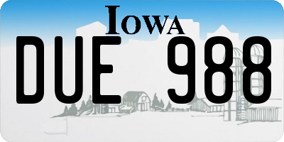 IA license plate DUE988