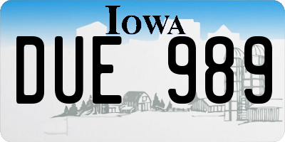 IA license plate DUE989