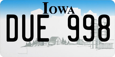 IA license plate DUE998