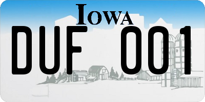IA license plate DUF001