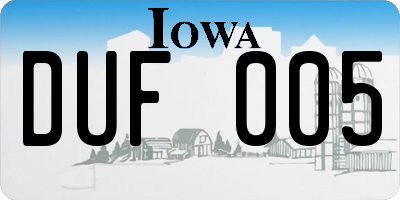 IA license plate DUF005