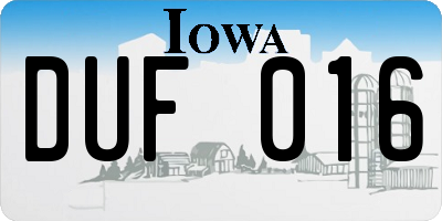 IA license plate DUF016