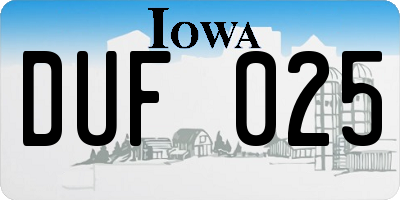 IA license plate DUF025