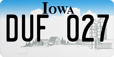 IA license plate DUF027