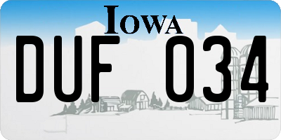 IA license plate DUF034