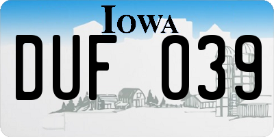 IA license plate DUF039