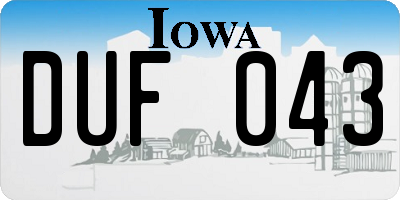 IA license plate DUF043