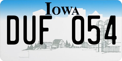 IA license plate DUF054