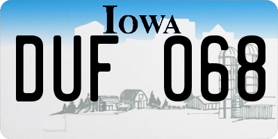 IA license plate DUF068