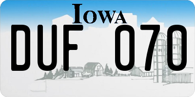 IA license plate DUF070