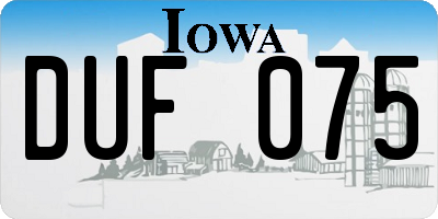 IA license plate DUF075