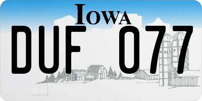 IA license plate DUF077
