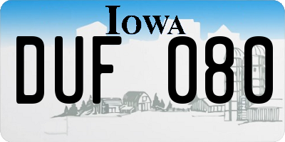 IA license plate DUF080