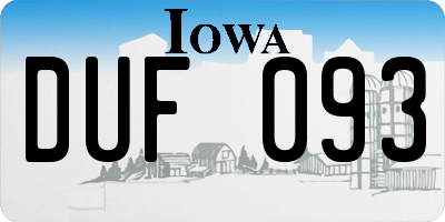 IA license plate DUF093