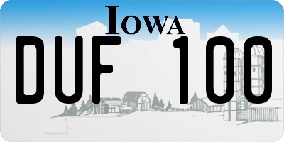 IA license plate DUF100