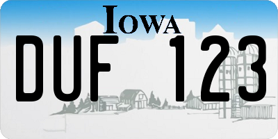 IA license plate DUF123