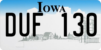 IA license plate DUF130