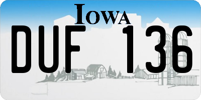 IA license plate DUF136