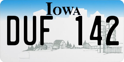 IA license plate DUF142
