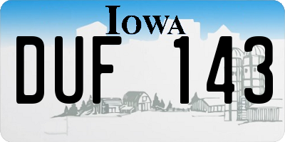 IA license plate DUF143