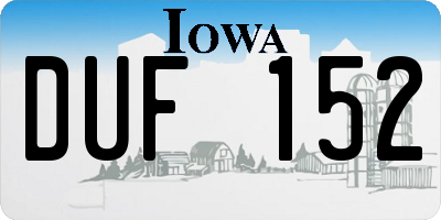 IA license plate DUF152