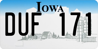 IA license plate DUF171