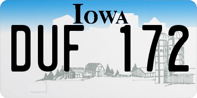 IA license plate DUF172