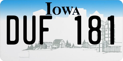 IA license plate DUF181