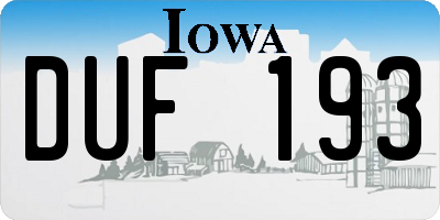 IA license plate DUF193