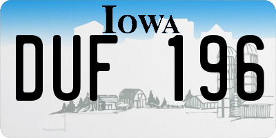 IA license plate DUF196