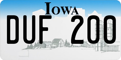 IA license plate DUF200
