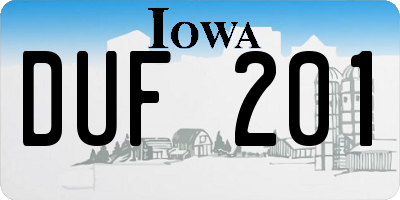 IA license plate DUF201