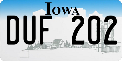 IA license plate DUF202
